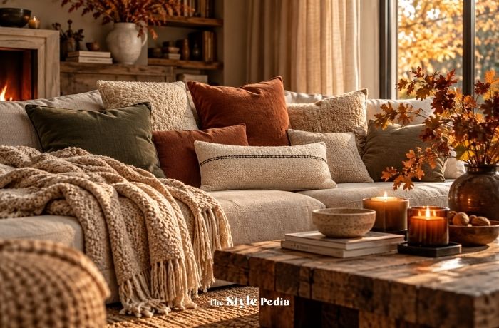 Come abbinare plaid e cuscini sul divano in autunno
