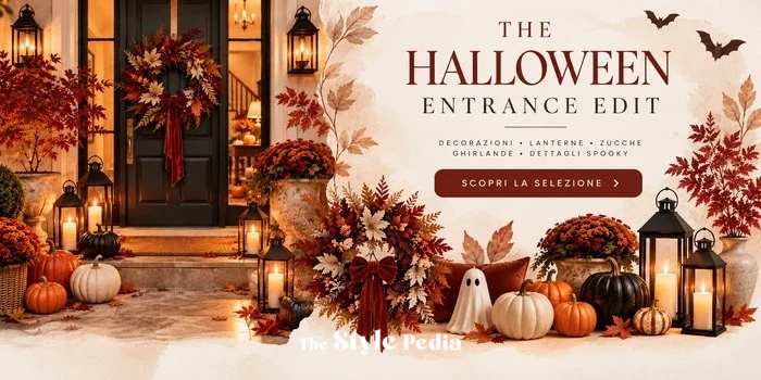 The Halloween Entrance Edit, selezione di decorazioni per ingresso con ghirlande, lanterne e zucche